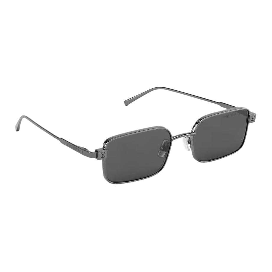 Louis Vuitton Letter Engraved Metal Square Sunglasses Men sunglasses Black Z3281U