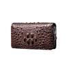 Leather Crocodile Embossed Mini Second Bag for Double Coin Holds 7 Small Card Clutch Long for Wedding Ceremonial Black W110 [Whatna] 2-way Men,