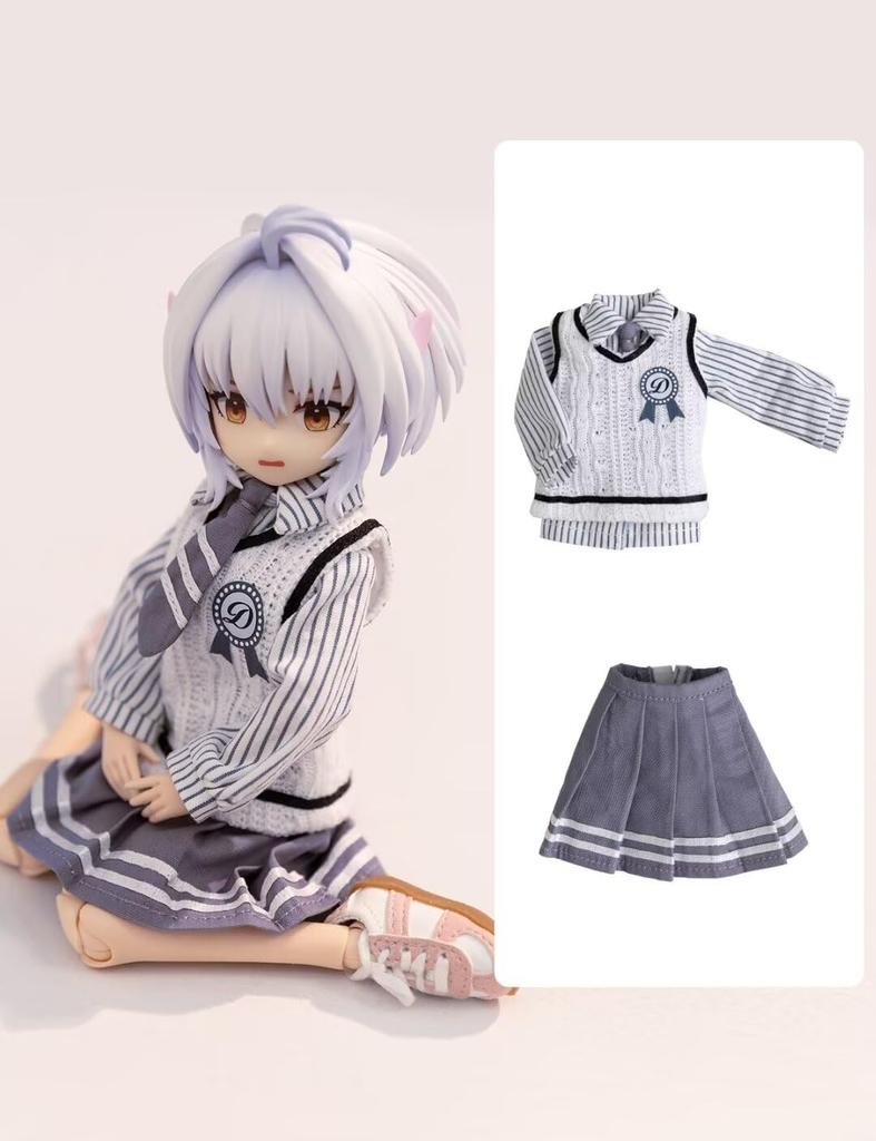 YMY Ob22 Ob24 Кукольная рубашка галстук жилет полуюбка комплект школьной формы для BJD кукол одежда, + + + (синий)