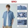 Унисекс клетчатая рубашка с коротким рукавом SPAO