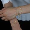 Gold Plated Cubic Zirconia Flower Charm Link Chain Bracelet Delicate Fashion Jewelry for Women Gift