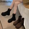 Winter Street Style Chunky Women Ankle Boots Elegant Platform Heel Shoes Concise Short Botas De Mujer