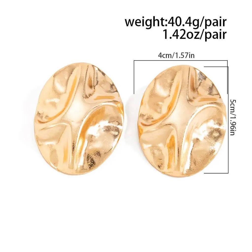 IngeSight.Z Classic Vintage Ellipse Texture Stud Earring for Women Personality Minimalism Piercing Metal Ear Accessory Jewelry
