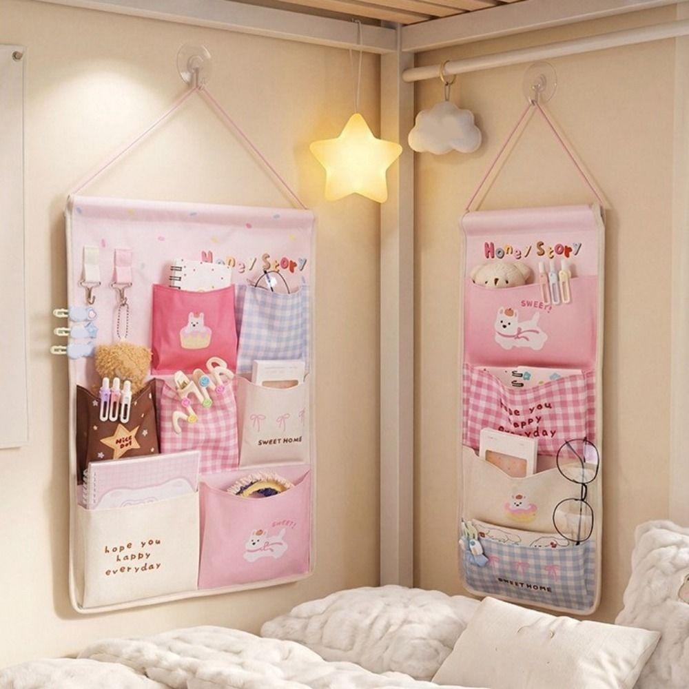 Cotton Linen Wall Hanging Storage Bag 4/7 Pockets Socks Storage Bags Closet Storage Bag Dormitory