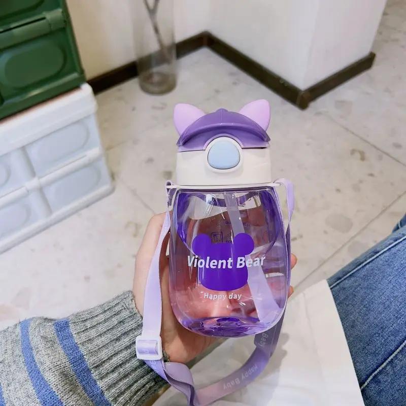 550ML Kids Sippy Cup Water Bottles Creative Cartoon Feeding with Straws and Lids Spill Proof Portable Toddlers Beverage Cups