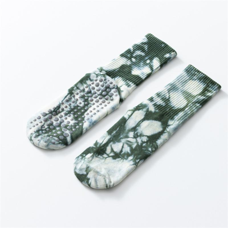 Новые Осенне-Зимние Носки для Йоги Серии Tie Dye с Кленовыми Листьями, Утолщенные, Противоскользящие, Фитнес-Носки для Пола