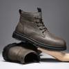 Модная мужская обувь 2025 полувысокие мужские новые трендовые мужские туфли британский стиль рабочая одежда кожаные ботинки мужские высокие кожаные туфли лето