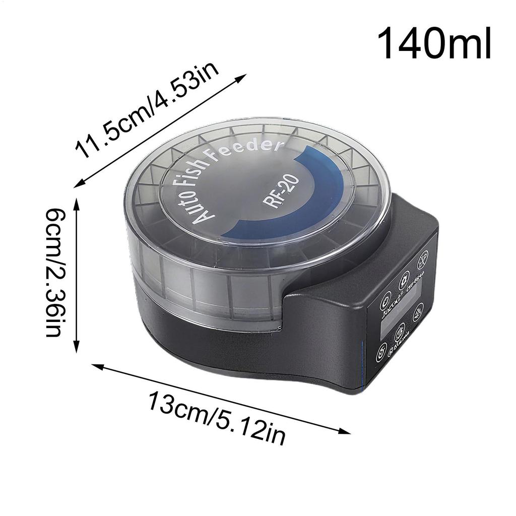 Fish Food Feeder With Adjustable 6-Level Control Automatic Fish Food Dispenser 140ml Timer Tank Feeding For Office Desktop