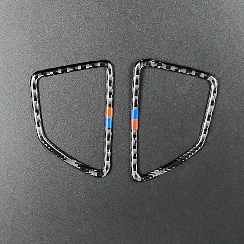 2pcs Carbon Fiber Auto Dashboard Air Conditioning Outlet Frame Trim Cover Stickers For BMW X5 E70 X6 E71 2008-13 Car Accessories