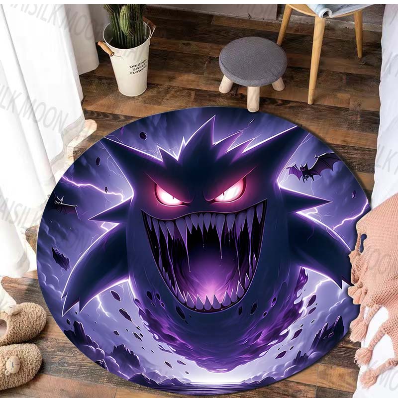 Potdemiel Japan Game G-Gengar Printed Round Rug, Bedroom, Living Room Carpet, Doormat, Picnic, Sofa Table, Decor,Rug, Floor Mat