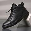 Men Boots 100 %Genuine Leather Ankle Boots Lace -Up Casual High Quality Cow Leather Boots Autumn Winter Men Shoes Plus Size 37 -48