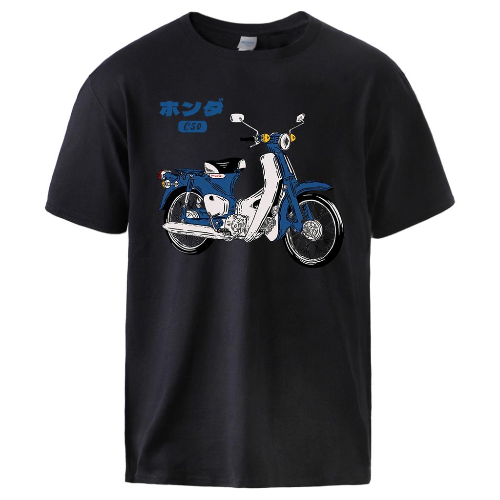 Классическая футболка с принтом мотоцикла Super Cub C50, мужская, хлопковая, модная, с коротким рукавом, мягкая, дышащая, базовая футболка на каждый день