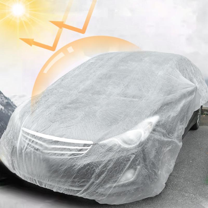 Одноразовый автомобильный чехол, пластиковая автомобильная одежда, универсальная защита от дождя и пыли, гаражное полное покрытие, прозрачная защита от пыли и дождя
