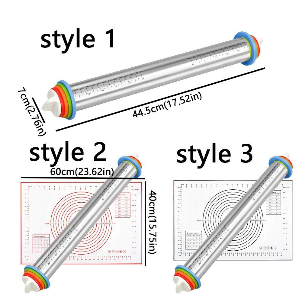 Съемные кольца, Нержавеющая сталь, Скалка, Регулируемая толщина, Силиконовый коврик для замешивания, Антипригарная, Гладкая поверхность