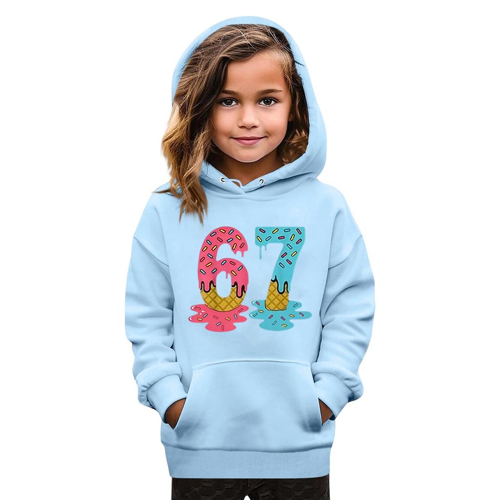 Kids' Fashion Printed Pullover Casual Long-Sleeve Crewneck Hoodie Top