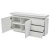Sideboard High Gloss Chest of Drawers Buffet Cabinet 2 Doors & 3 Drawers, Floor Cabinet Highboard, Handleless Design, Adjustable Shelves, White