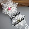 1 Yard (About 13 Flowers) White Cotton Hexagonal Flower Embroidered Lace Trim Ribbon, Polyester Sewing Supplies for Diy Crafts and Costume Decorations