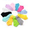 5 пар женских удобных хлопковых носков в горошек ярких цветов, короткие носки, носки до щиколотки, разные цвета