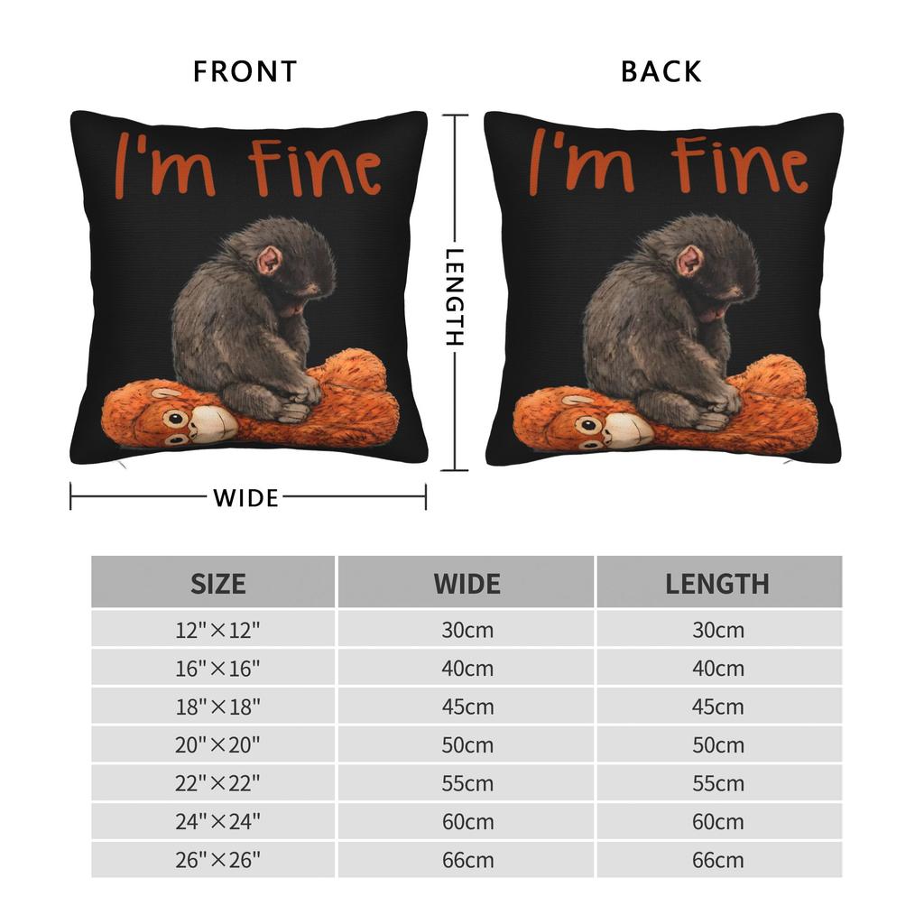 Baby Macaque Hugging Plush Cute Monkey Punch Pillowcase Polyester Cushion Cover Decorations Pillow Case Cover Sofa Square 40X40
