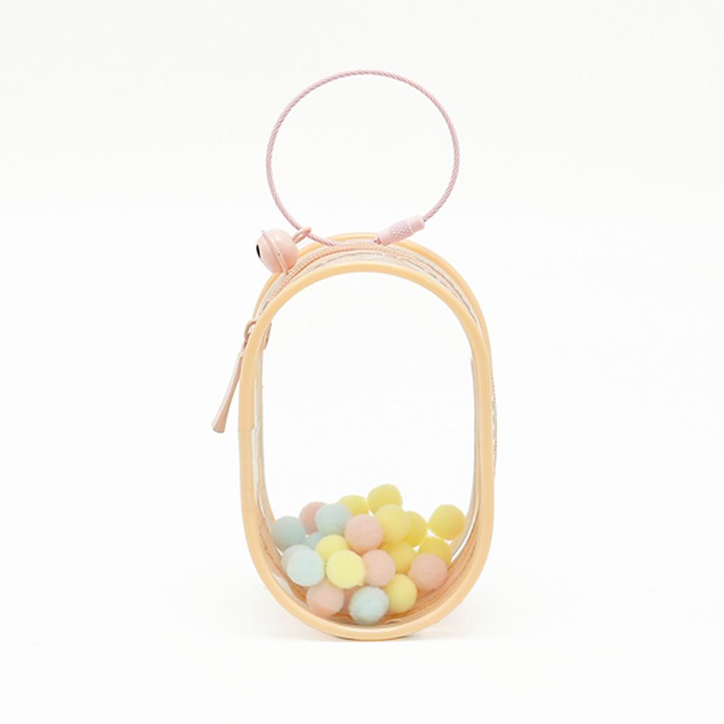 Thicken Transparent Pvc Clear Pouch Mystery Box Organizer Box Keychain Bag Doll Organization Toy Storage Case With Plush Ball