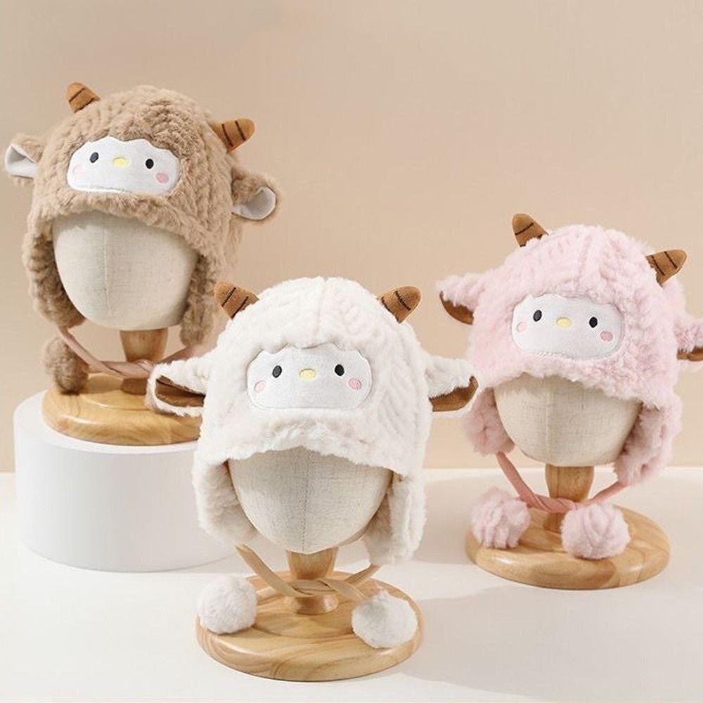 Plush Baby Knitted Hat Breathable Lamb Pullover Cap Cute Ear Protection Hat Winter
