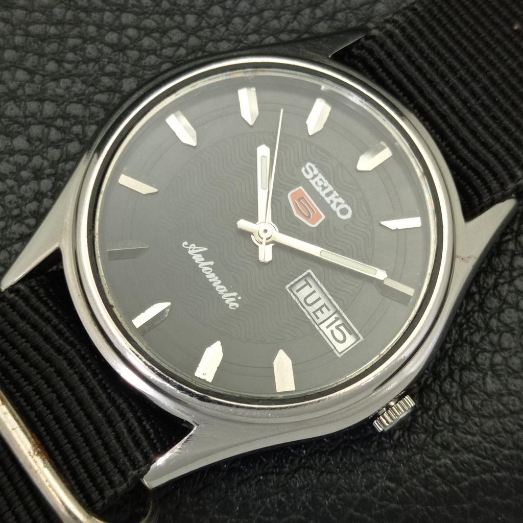 ЯПОНИЯ ВИНТАЖ SEIKO 5 АВТОМАТИЧЕСКИЕ 6309A МУЖСКИЕ ЧАСЫ С ЧЕРНЫМ ЦВЕТОМ ЦИФЕРБЛАТА a701643-5