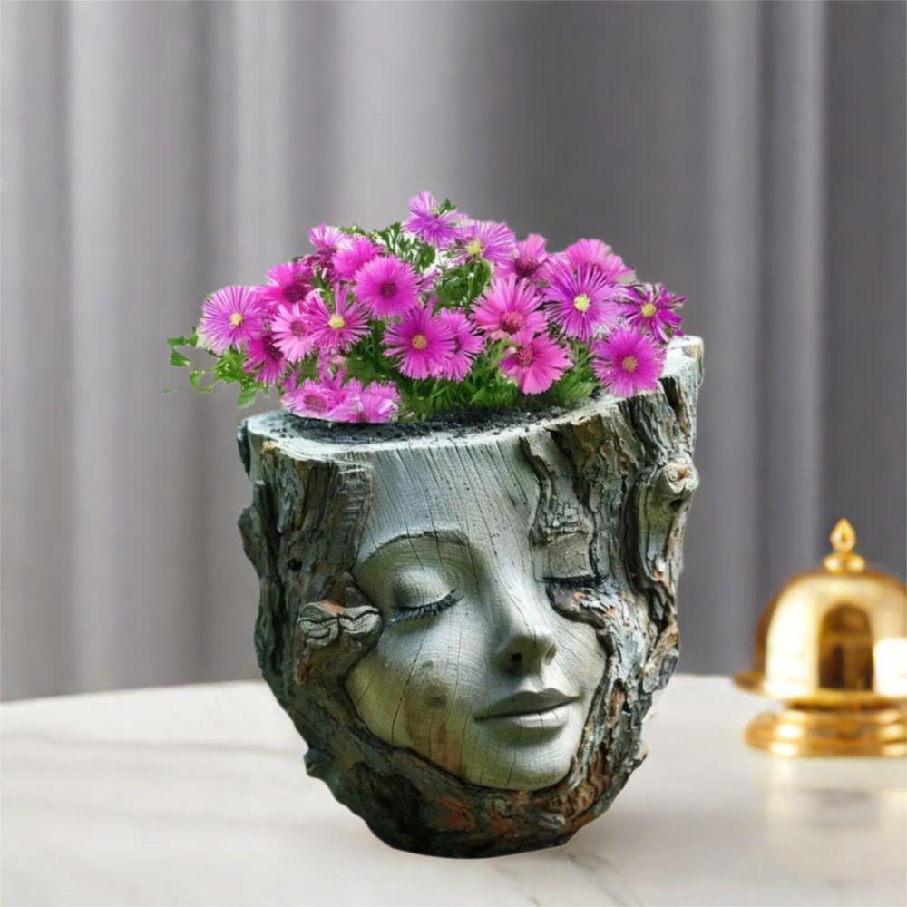 Resin Crafts Tree Stump Girl Pot Funny Succulents Flower Pot  Garden Courtyard Balcony
