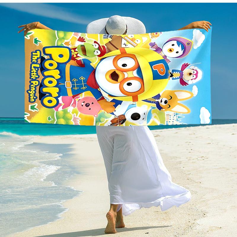 1pc Pororo1 Beach Towel, Comfortable and Thick, and Swimming/Bath/Picnic/Camping Towel, Suitable for Seaside Beaches