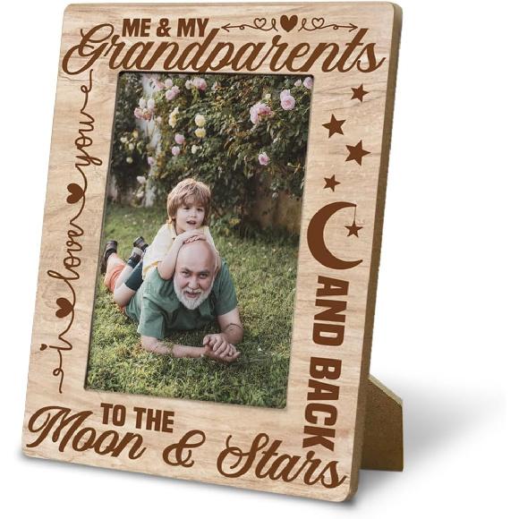 Grandpa Birthday Gift, “I Love My Grandpa, 4x6 Inch Rustic Wooden Picture Frame Tabletop Display, Heartfelt Gift for Grandparent's Day, Birthday,