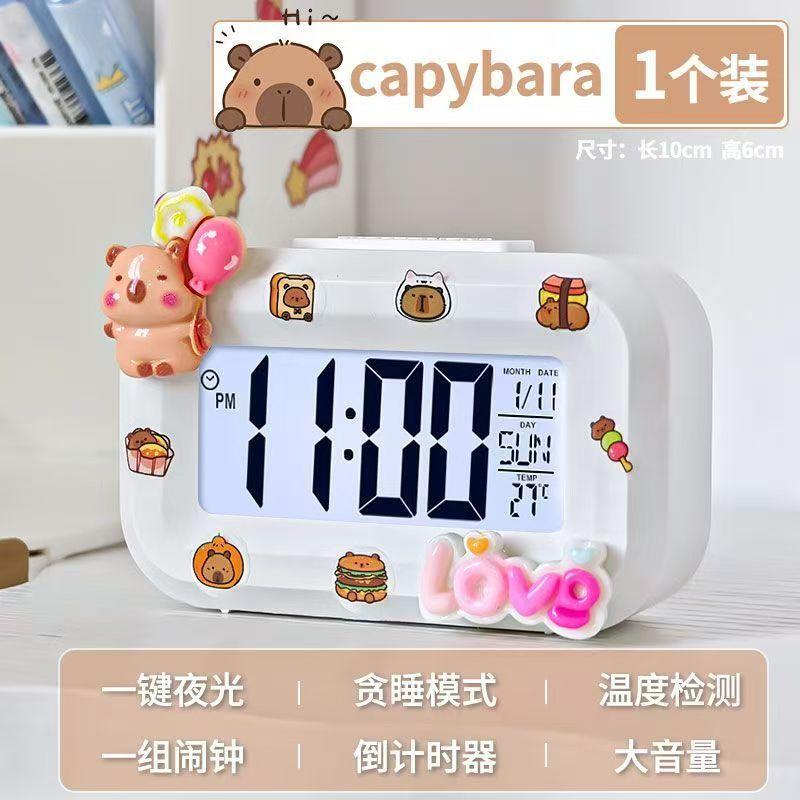 Cute Capi Mini Alarm Clock Desktop Table Clock Timing Cute Capi Decorated Children's Mini High-value Clock