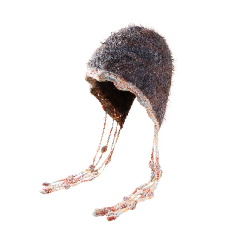 Женская вязаная шапка-ушанка с цветными блоками в стиле Fair Isle - Теплая, универсальная, защищающая уши для осени и зимы