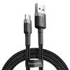 Baseus Cafule Series USB To USB-C Durable Nylon Cable, Quick Charge 3.0, 2A, 2M, Black-Grey (CATKLF-CG1)