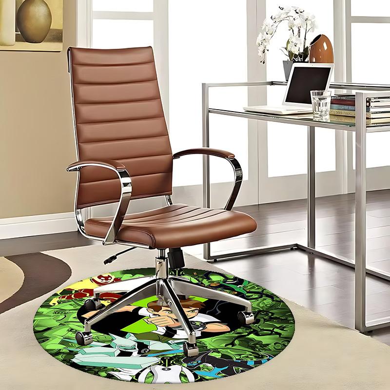 1pc Ben 10 Alien Force Round Carpet - Anime Design Office Chair Mat, Non-Slip Rug for Home Decor, Living Room, Bedroom, Game Room