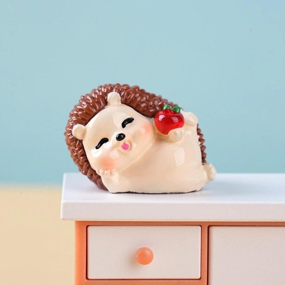 6 pcs Creative Simulation Animal Miniatures Decoration Hedgehog Ornaments  Home Desk Decoration