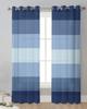 Navy Blue Gradient Stripe Sheer Curtains for Living Room Decoration Window Curtains for Kitchen Tulle Voile Organza Curtains