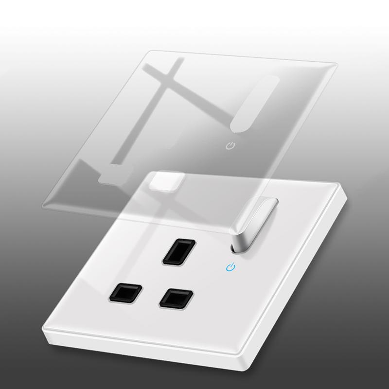 Белый светодиодный индикаторный световой выключатель Панель стеклянная клавиша пианино Самовосстанавливающийся настенный выключатель розетка, UK FR EU Универсальная электрическая розетка USB