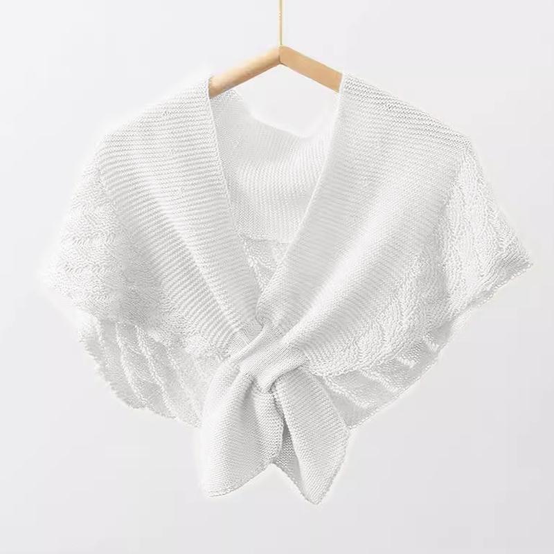Women Knitted Warm Shawl Plain Neck Guard Scarves Solid Color Blouse Shoulders Fake Collars Summer Air-Conditioning Outer Tower