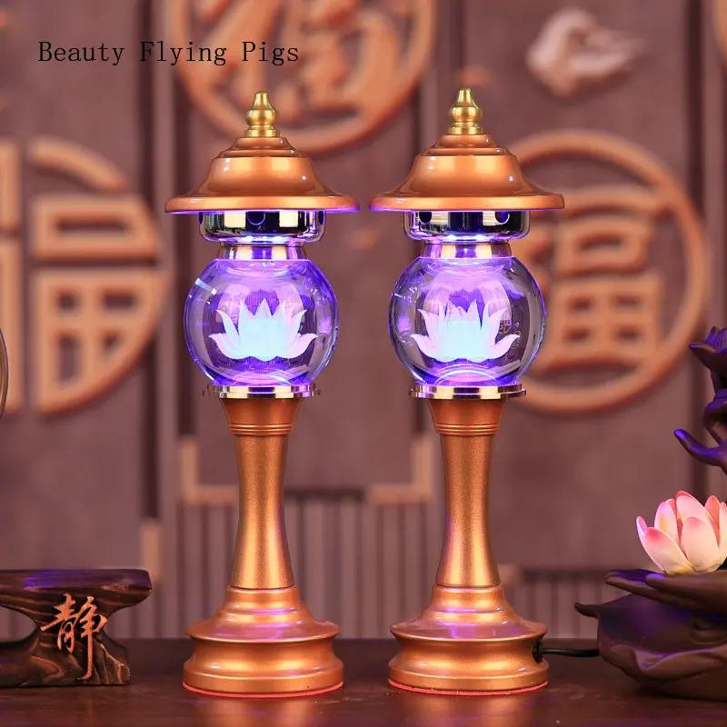 2 шт. кристалл 7 цветов переменный лотос подсвечник бытовая техника Будда фэн-шуй