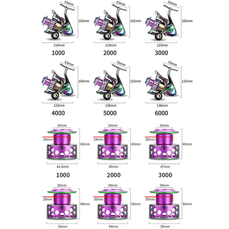 Новая цветная гальванизированная спиннинговая рыболовная катушка, гладкая, прочная, легкая, с полностью металлической головкой, аксессуары для рыболовных снастей для литья наживки
