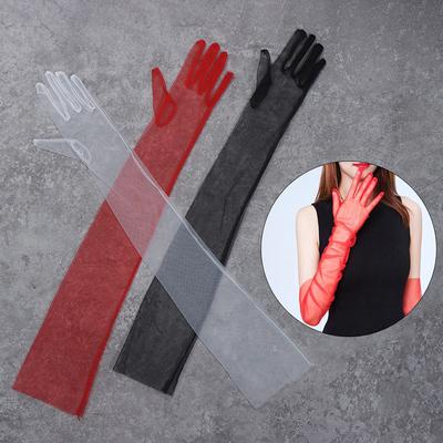 Прозрачные тюлевые перчатки длиной 70 см, ультратонкие перчатки, длинные перчатки до локтя, для стрельбы