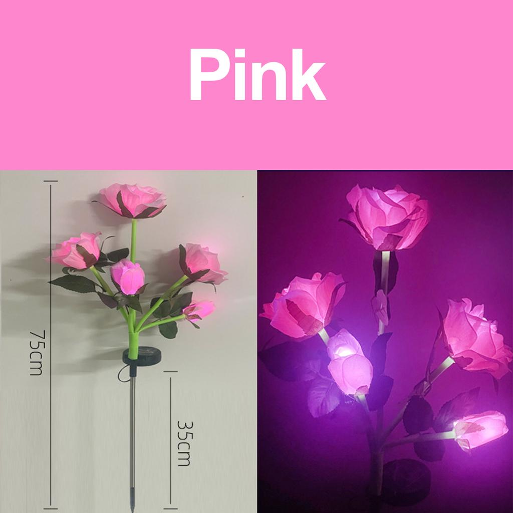 5 Heads Solar Light Yard Lights Outdoor Garden Lighting For Fence White Fence Flowers Roses Flower Lamp Flood Patio Pathway Blue