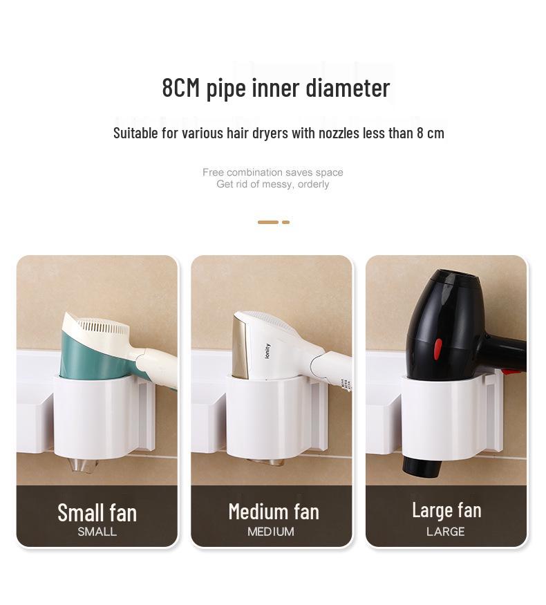 No-Drill Wall-Mounted Hair Dryer Holder with Storage Shelf