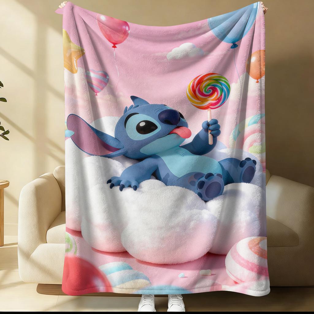 Cute Cartoon Couple Flannel Blanket Soft Plush Throw Blanket for Bed Sofa All Season Use Lightweight Blanket for Kids Adults