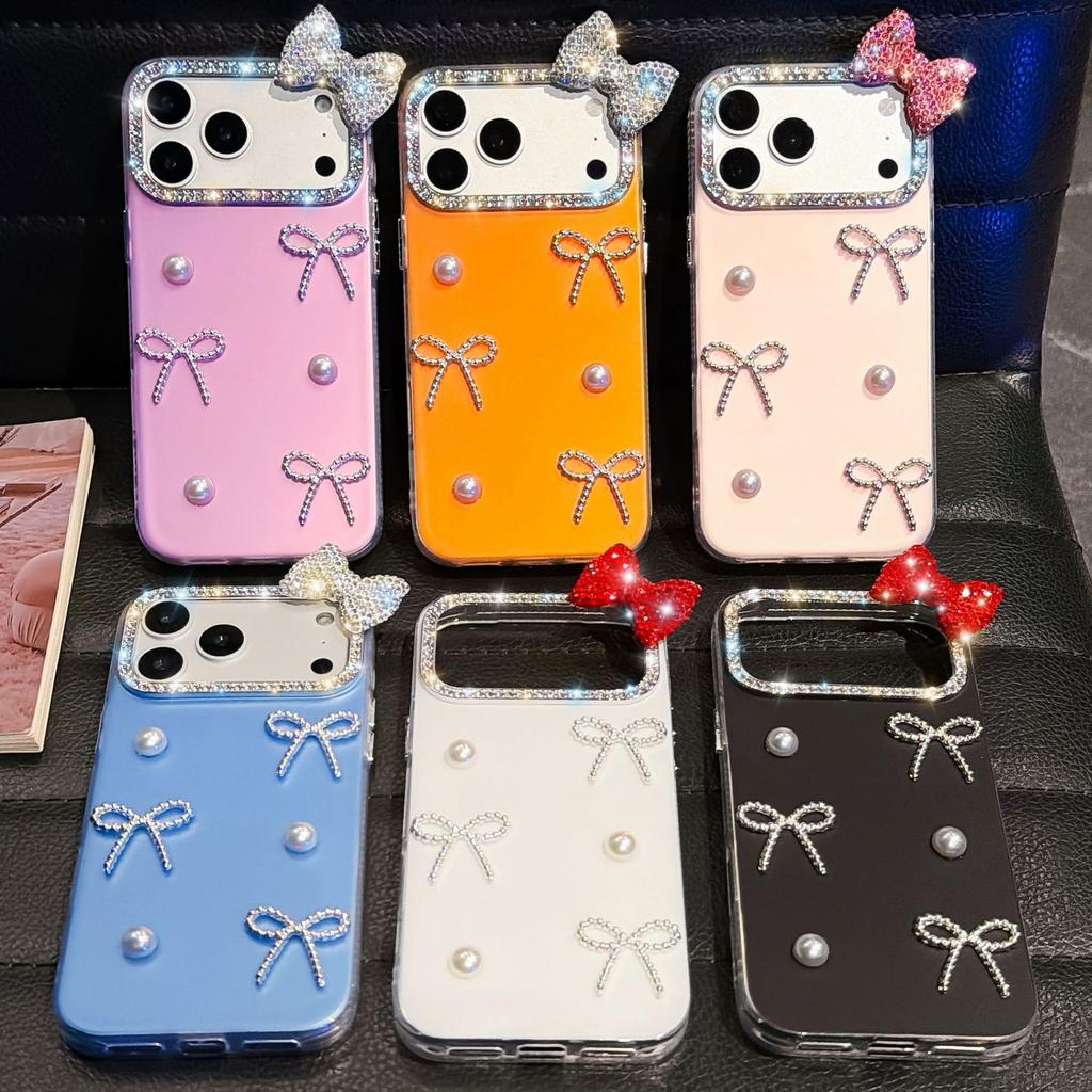 Япония и Корея IMD для чехла мобильного телефона iPhone17Promax Apple 16Pro жемчужный 15 чехол с бантом