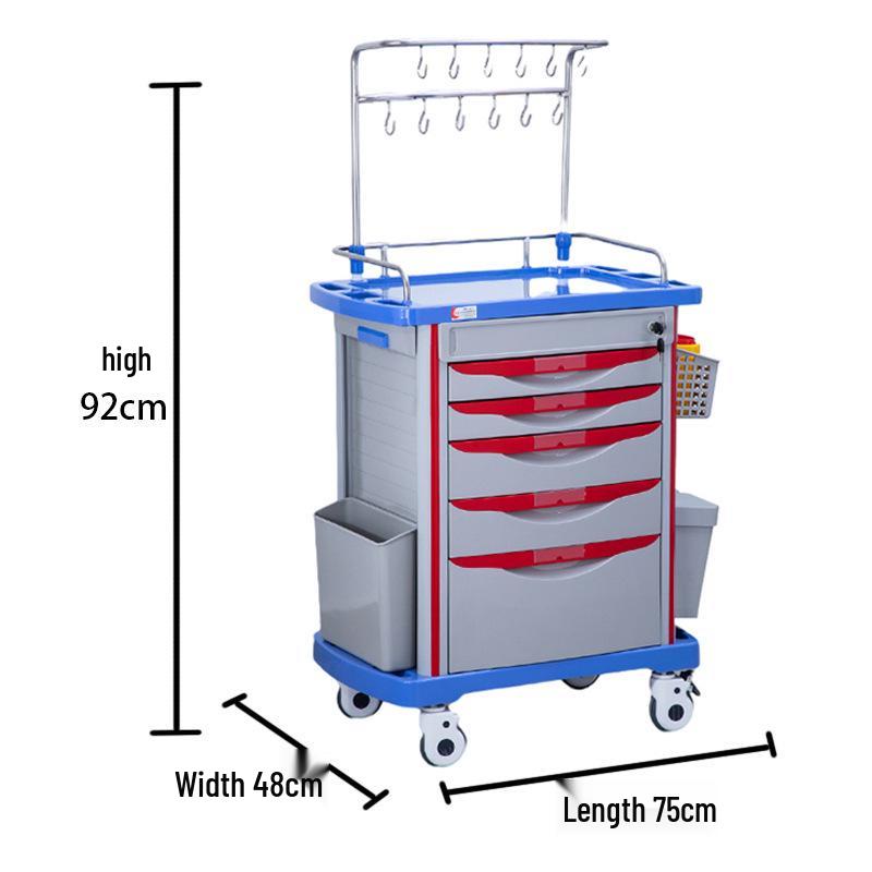 ABS Emergency Medical Cart with Flip-Top and Multiple Drawers