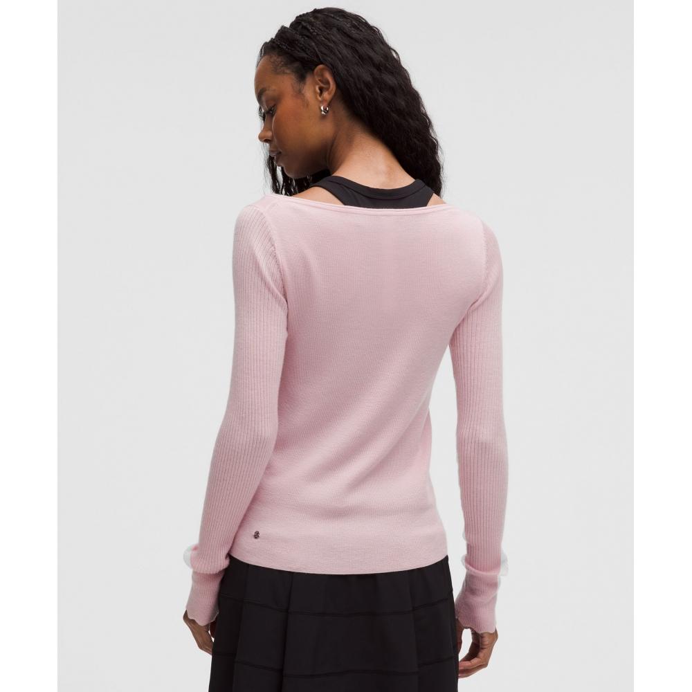 Lululemon Кашемировый манжет с фестончатым краем, круглый вырез, розовая дымка