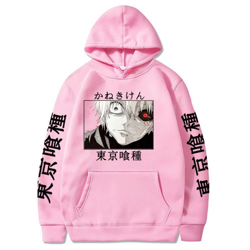 Anime Hoodie Ken Kaneki Graphic Print Streetwear Casual Sweatshirt Men Fall