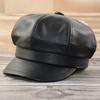 Lady Winter Small Size Octagonal Hat Adult PU LeatherFitted Newsboy Cap Men Big Size Beret Hats 54cm 56cm 57.5cm 59cm 61-62cm