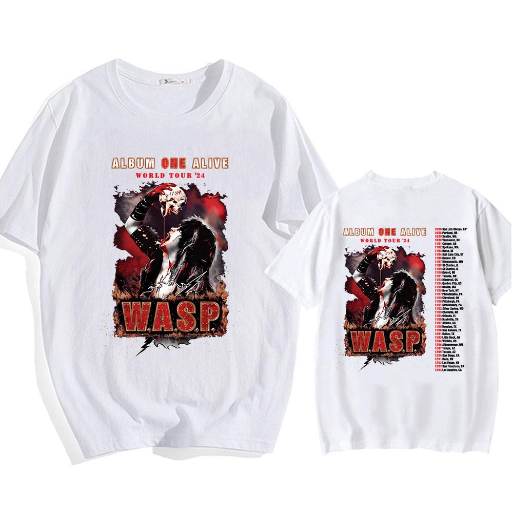 Альбом One Alive World Tour '24 Футболки WASP Nation Хип-хоп мода Мужская футболка Футболки Короткий рукав Круглый вырез Унисекс Уличная одежда