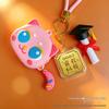 Champion Cat Coin Purse & Keychain: Graduation Gift for Students